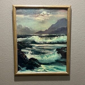 Original Dan Bloemen cascading waves ocean view oil paintings vintage